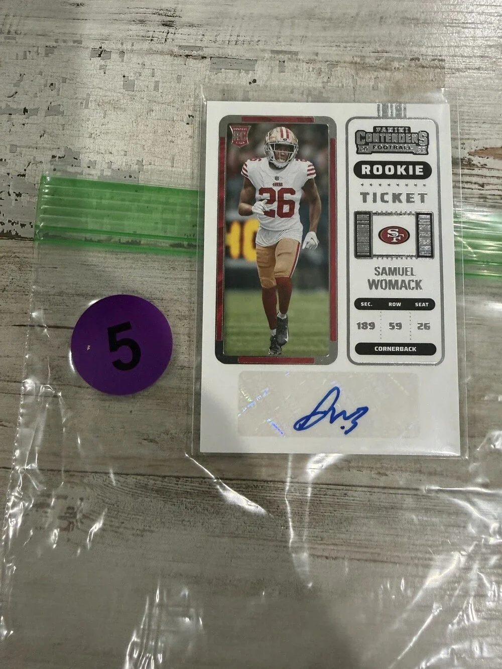 2022 Panini Contenders Samuel Womack Rookie Ticket Auto #232 49ers RC